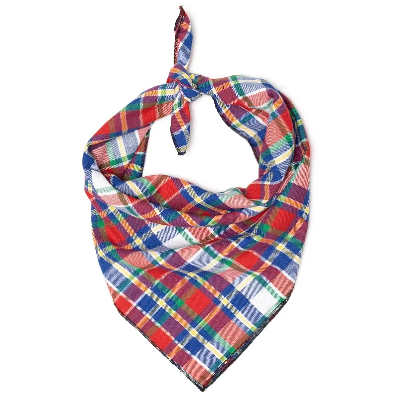 Red/Hunter/Blue Plaid Dog Bandana