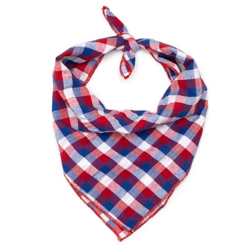 Red/White/Blue Check Dog Bandana