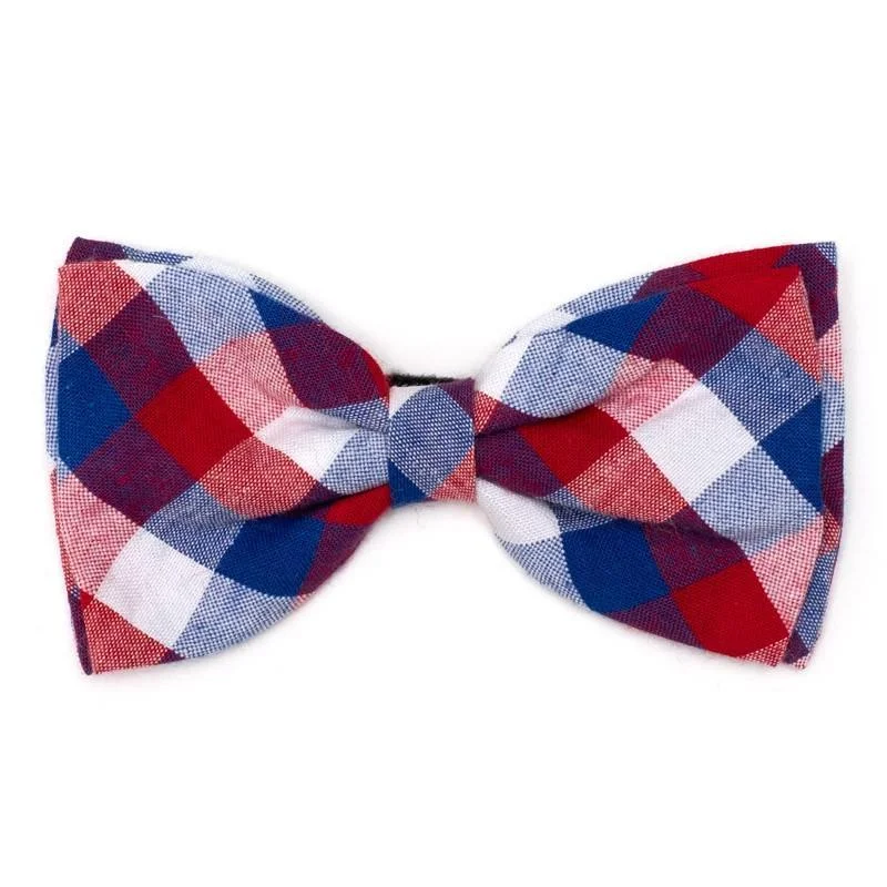 Red/White/Blue Check Dog Bow Tie