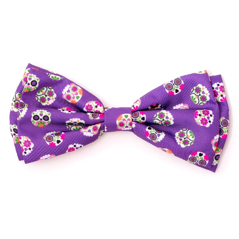 Skeletons Dog Bow Tie Purple