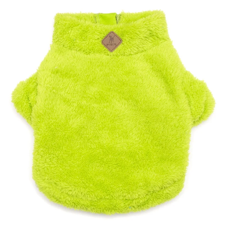 Solid Quarter Zip Fleece Pullover Dog Coat Lime