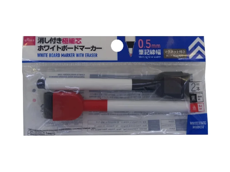 White Board Marker with Eraser Ultra-Fine Tip Black/Red