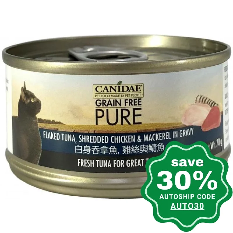 Canidae - PURE Flaked Tuna, Shredded Chicken & Mackerel in Gravy Canned Cat Food - 70G