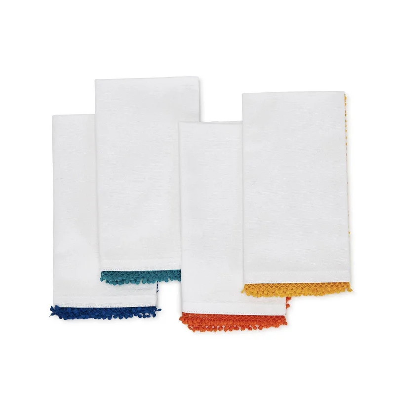 Color Play Lace Crotchet Trimmed Napkins, Set of 4