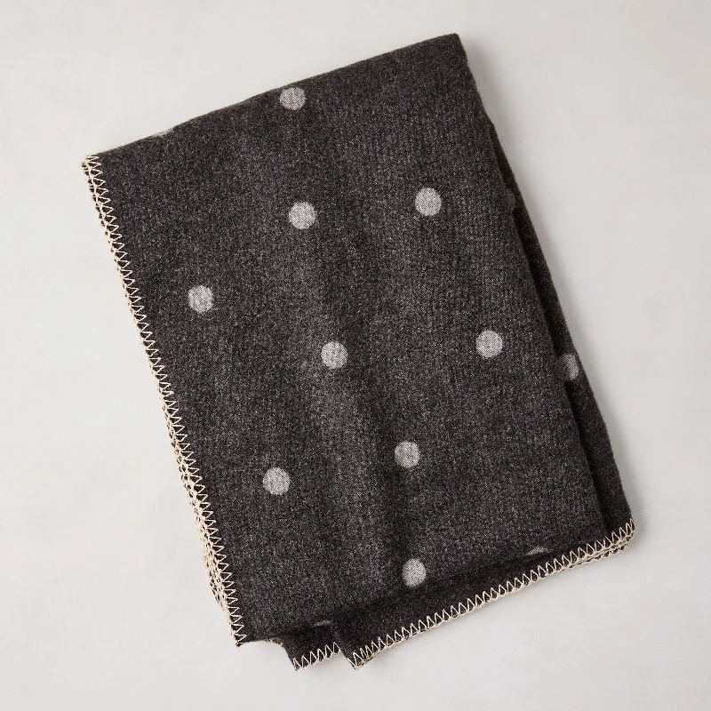 Diane Keaton + Hudson Grace Alpaca Grey Polka Dot Throw Blanket