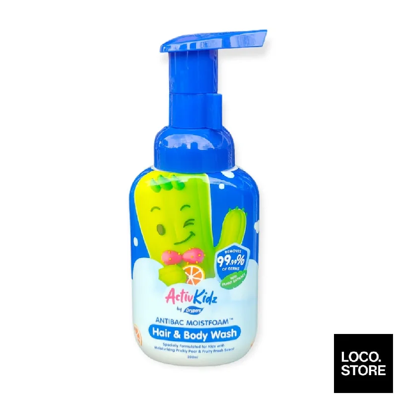 Drypers ActivKidz Antibac Moistfoam Hair and Body Wash Prickly Pear and Fruity Fresh 200ml