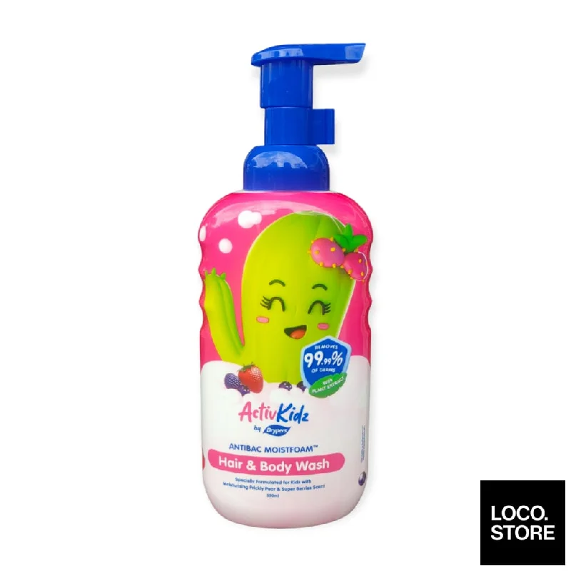 Drypers ActivKidz Antibac Moistfoam Hair and Body Wash Prickly Pear and Fruity Fresh 550ml