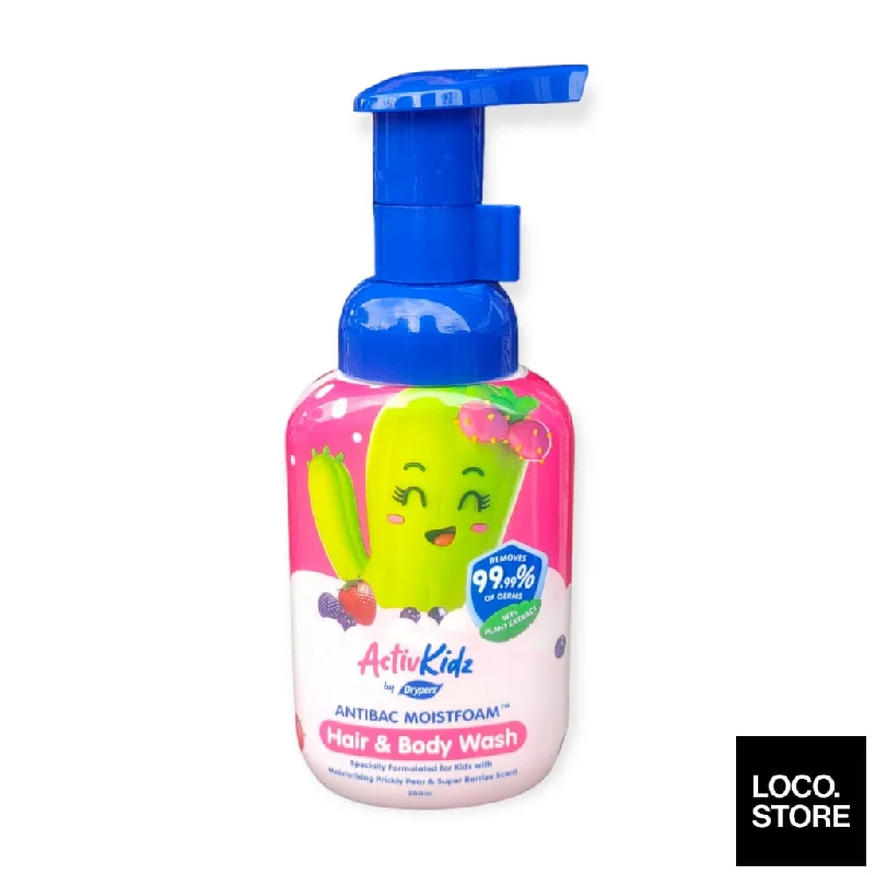 Drypers ActivKidz Antibac Moistfoam Hair and Body Wash Prickly Pear and Super Berries 200ml