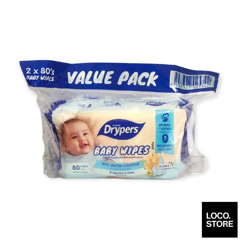 Drypers Baby Wipes Oat Fragrance Free Twin Pack 2x80s