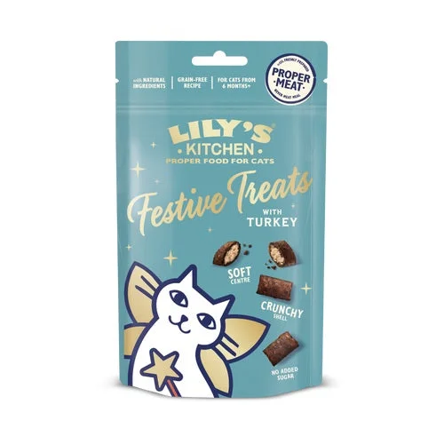 LILY'S KITCHEN Festive Turkey Treats, jastučići s puretinom, bez žitarica, 60g