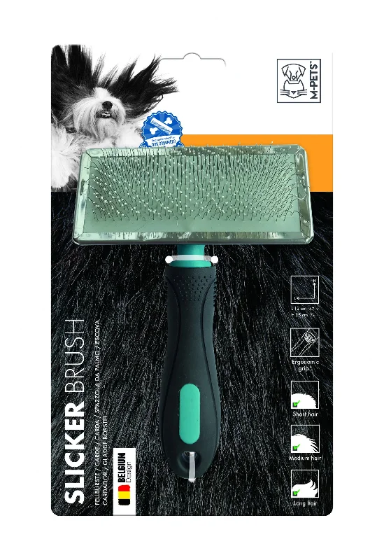 M-Pets Slicker Brush for Dogs, Black and Blue, 18 x 12 cm