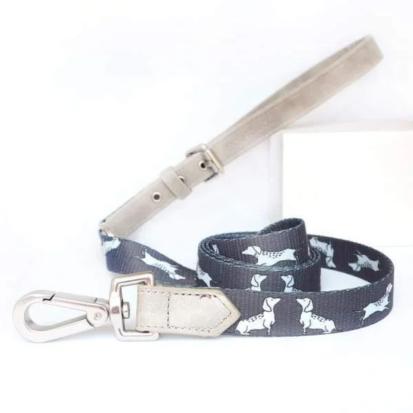 [15% OFF] Moo + Twig Vegan Leather The Twiggy Charcoal Dog Leash