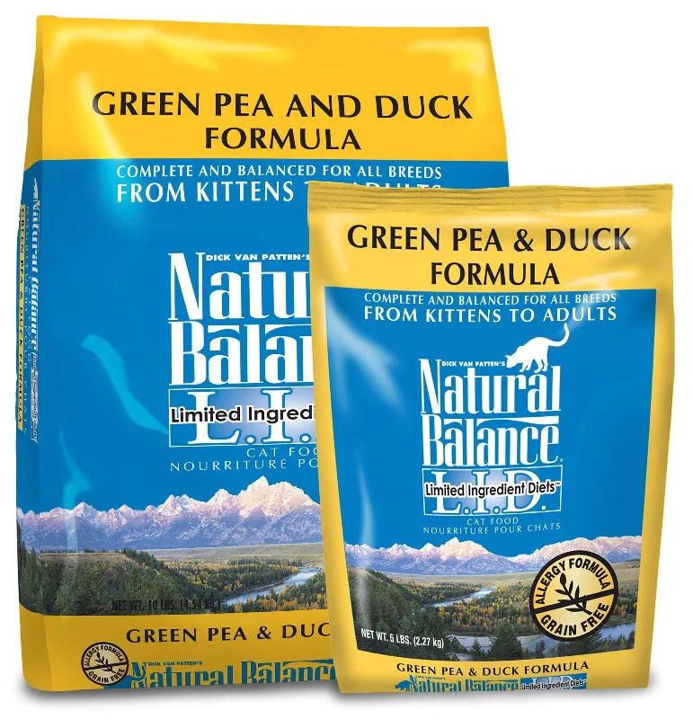 Natural Balance Dry Cat Food, Green Pea & Duck Formula; Available in 2 sizes.