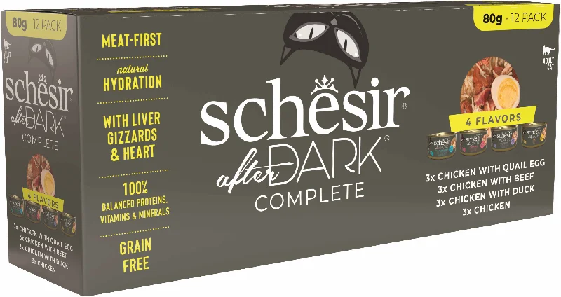 SCHESIR After Dark Pachet conserve pentru pisici, bucăţi în supă 12x80g