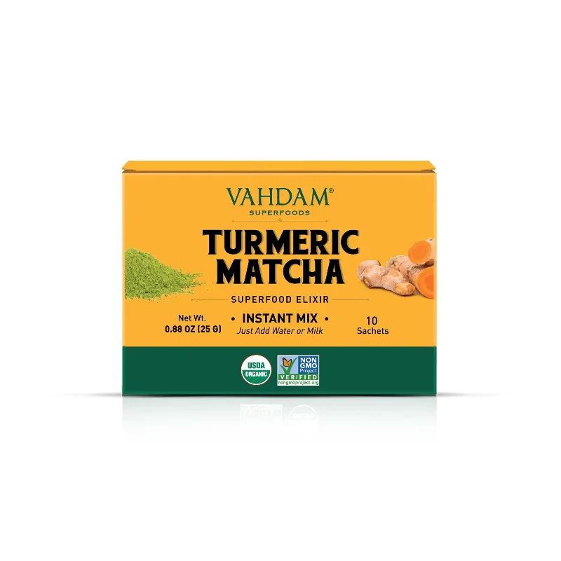 Vahdam Teas Organic Turmeric Matcha Elixir, 10 Packets