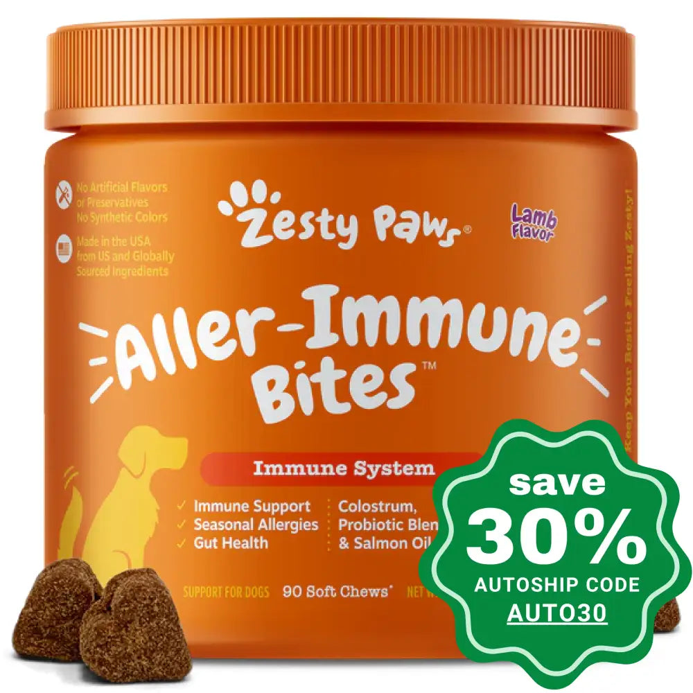 Zesty Paws - Chewable Tablets Supplement For Dogs - Aller-Immune Bites - Lamb Flavor - 90 Tablets