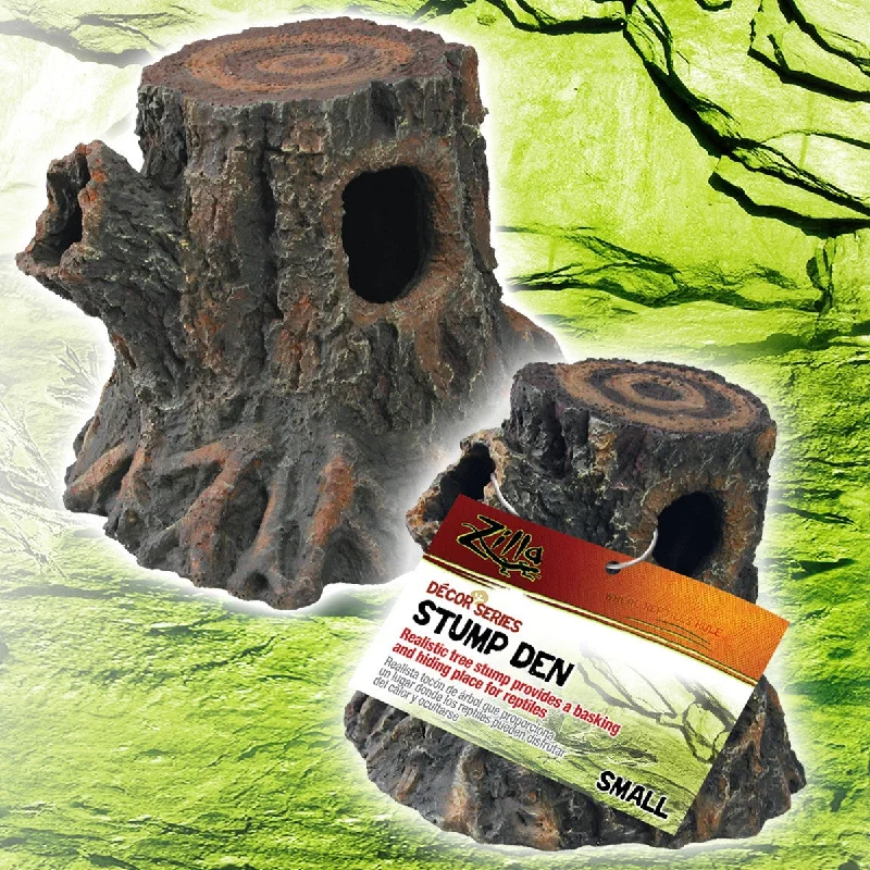 Zilla Basking Stump Den; available in 2 sizes.